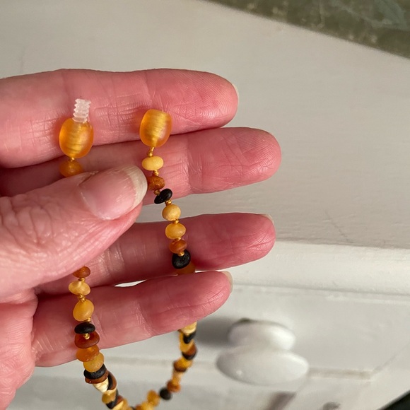 Hand Knotted Raw Baltic Amber Baby Teething Necklace - Picture 3 of 3